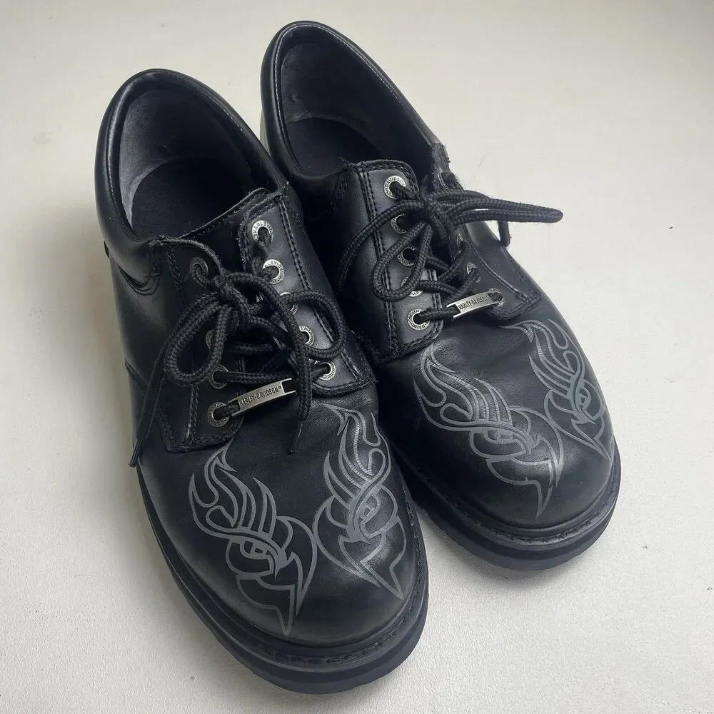 Harley Davidson Men's Black Leather Low Top Motorcycle Riding  Dress Shoes 13